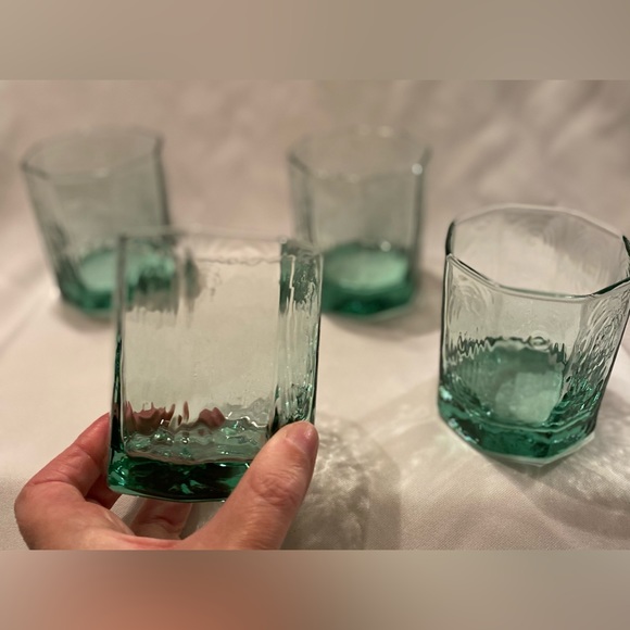 Libbey Glass Old Fashioned Facets Green Set of 4 - Picture 5 of 6